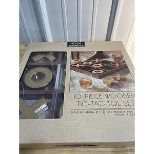 JUMBO Tic-Tac-Toe Set Wooden Studio Mercantile 10-piece 14”X 14”